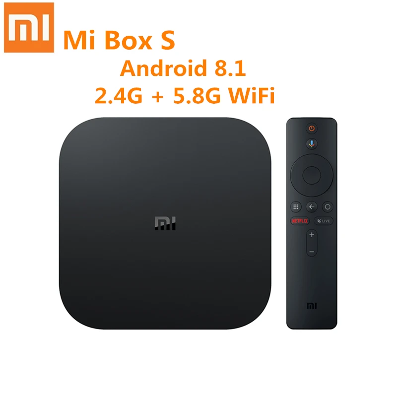 Xiaomi mi Box S с 4 К HDR Smart Android ТВ Media Player четырехъядерный 64бит 8 1 2 ГБ HD 0 г 5 Г Wi Fi