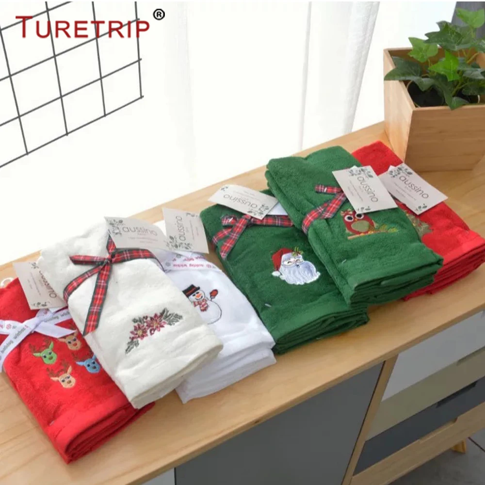 Рождественское Подарочное полотенце Turetrip 100% Хлопковое для лица детей с рисунком