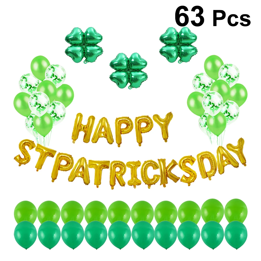 63 шт. латексные и фольгированные воздушные шары Happy Stpatrick's Day прекрасные баннеры