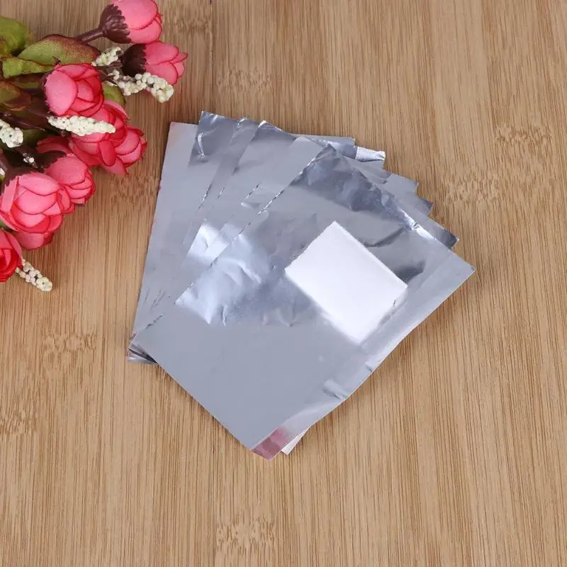 100 шт./лот алюминиевая фольга для дизайна ногтей отмачиваемый акриловый Гель-лак