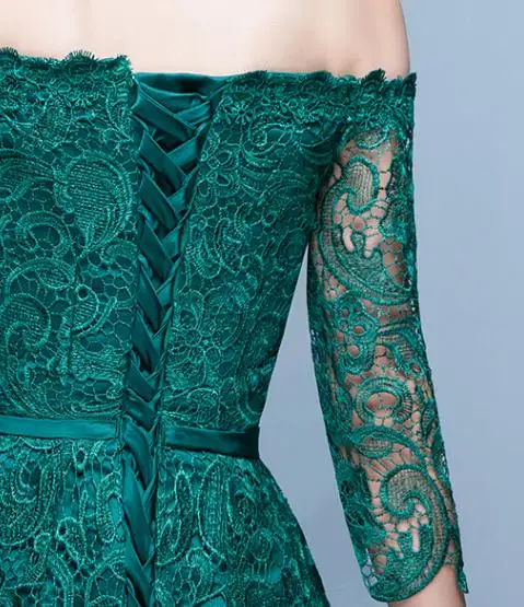 BANVASAC Elegant Boat Neck Lace Embroidery A Line Long Evening Dresses Party Half Sleeve Bow Sash Backless Prom Gowns | Свадьбы и