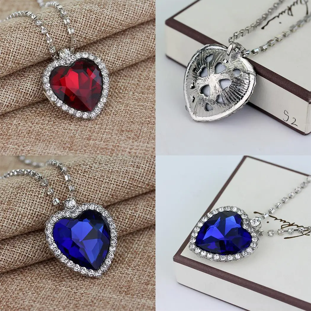 Women Casual Heart Shape Plastic Gem 45cm/17.7inch Rhinestone Snake Chain Pendant Necklaces | Украшения и аксессуары