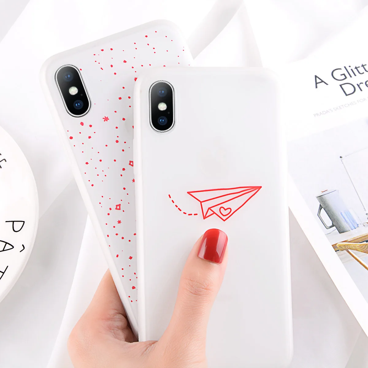Moskado Luminous Love heart Case For iPhone X XS MAX Luxury Silicone Phone 7 8 Plus Cases 6 S 6S |