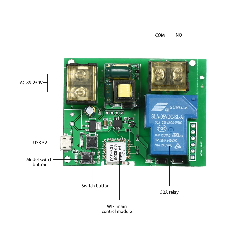 USB DC5V AC85 250V 30A RF 433MHz Wifi переключатель беспроводной релейный модуль|Модули для