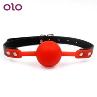 olo restraints pu leather band mouth stuffed sm bondage mouth gag oral fixation silicone ball adult games sex toys for couples