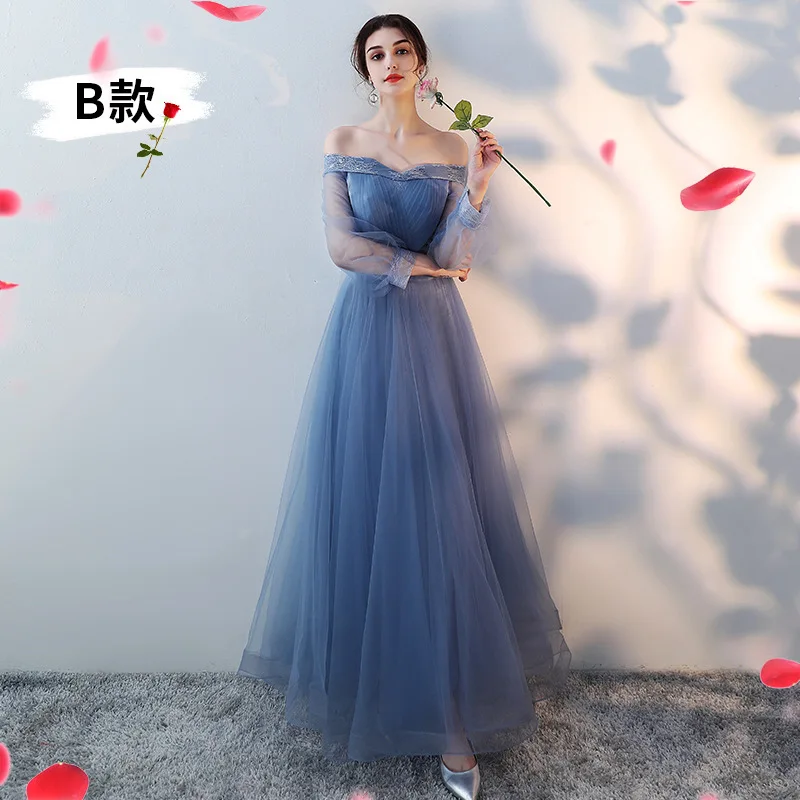 Vivian's Bridal 2019 Дешевое Элегантное синее серое ТРАПЕЦИЕВИДНОЕ простое платье
