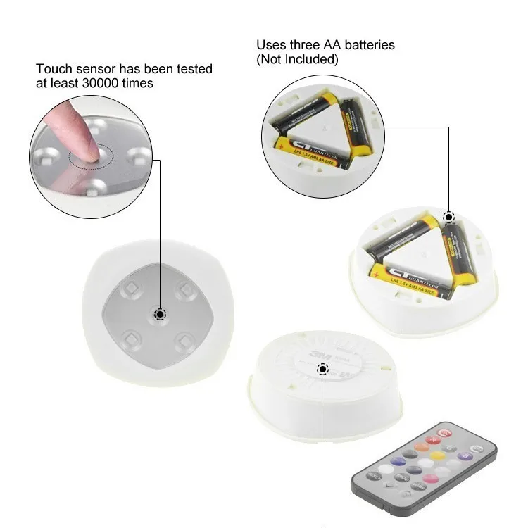 3 шт. RGB пульт дистанционного управления светодиодный ночник сенсорный