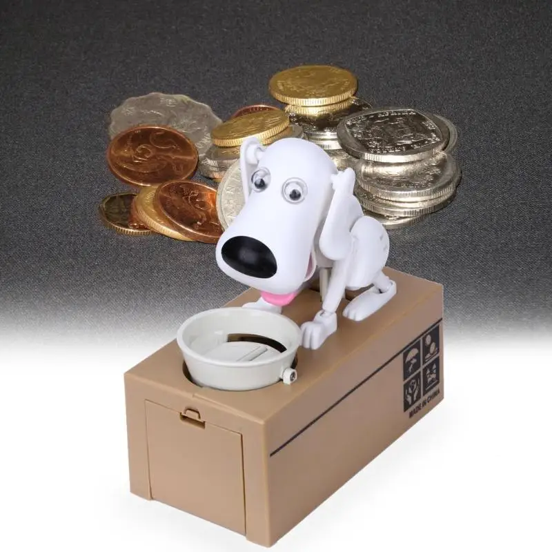 Забавная голодная собака в процессе поглощения пищи Banco Canino копилка для денег