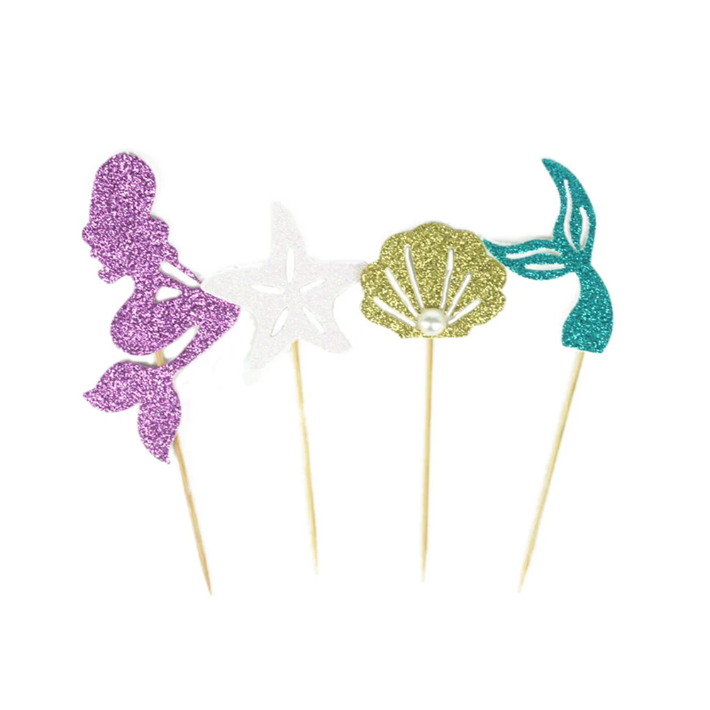 24 шт тема русалки торт Топпер ракушка выбор день рождения Декор Морская звезда