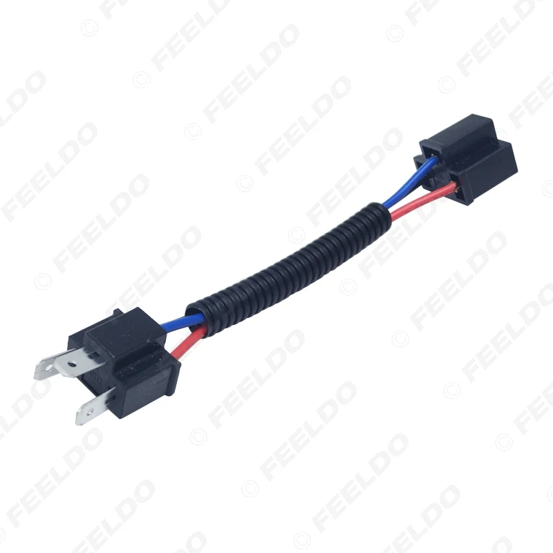 FEELDO 2PC Car Headlight Cable H4 Male To Female Connector Plug Lamp Bulb Socket Automotive Wiring Adapter Holder #HQ6001 | Автомобили и