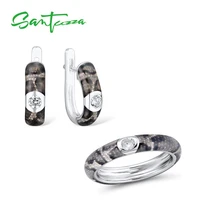 santuzza silver jewelry set for woman eternity ring earrings 925 sterling silver party fashion jewelry colorful handmade enamel