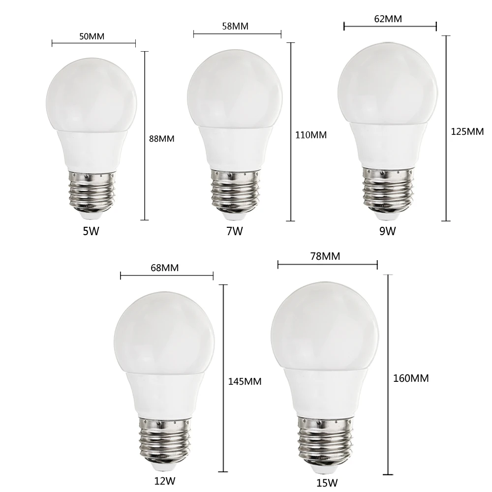 CLAITE E27 5 Вт 7 9 12 15 A60 SMD5730 2835 Смарт IC белый 6000 К без мерцания Светодиодные глобусы