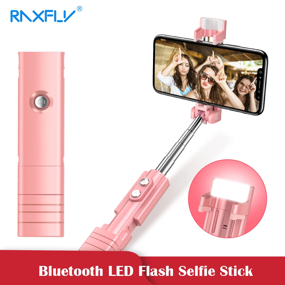 Мини Bluetooth селфи-палка RAXFLY для iPhone 7 8 Plus X светодиодная вспышка складной монопод