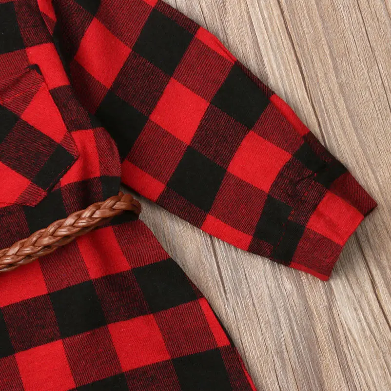 Christmas Dress Baby Girl Clothes Red Plaid Princess Costume + Belt 2pcs Newborn Toddler Kids Winter Spring Outfits 0-5T | Детская