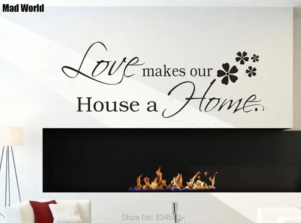 

Mad World-Love makes our House a Home Wall Art Stickers Wall Decals Home DIY Decoration Removable Room Decor Wall Stickers
