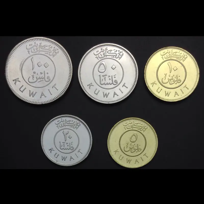 Набор 5 шт. монеты Кувейте 10 20 50 100 Fils Азия 100% настоящие оригинальные для коллекции