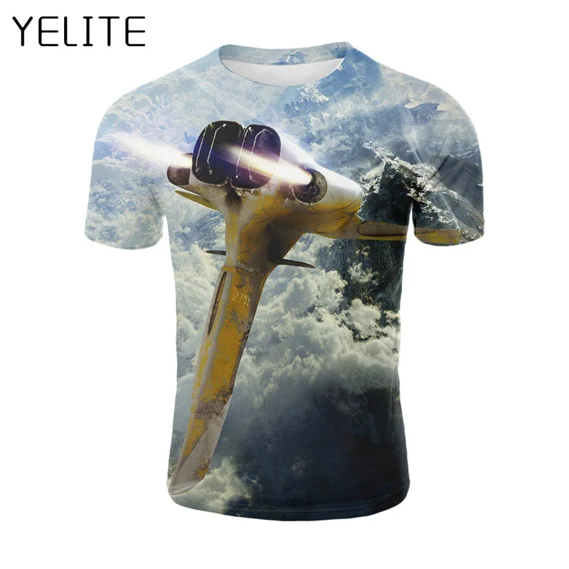 YELITE 2019 крутая 3D печатная Футболка с рукавом мужская футболка круглым вырезом