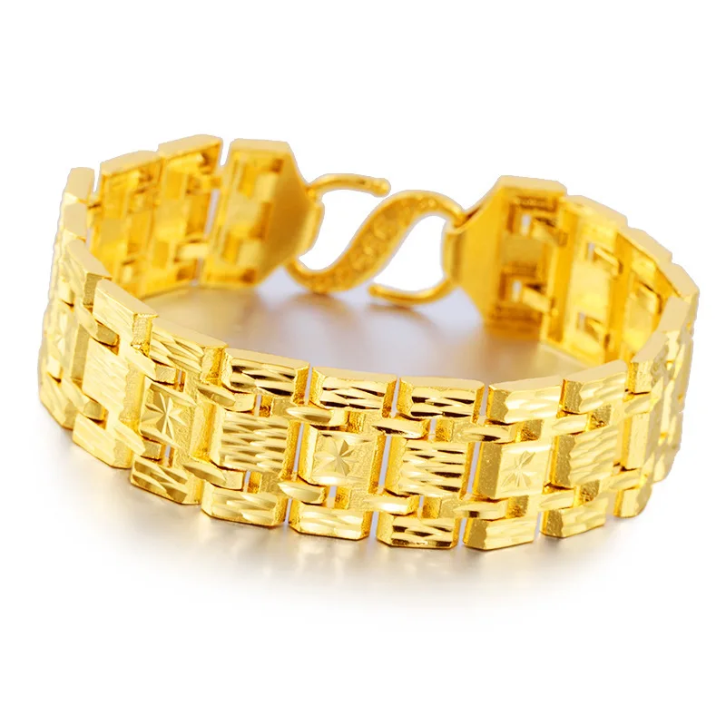 

2019 Hot Latest gold Tanks Chains Bracelets designs Jewelry for Men Vietnam Alluvial Gold Big Bracelets Drop-shipping