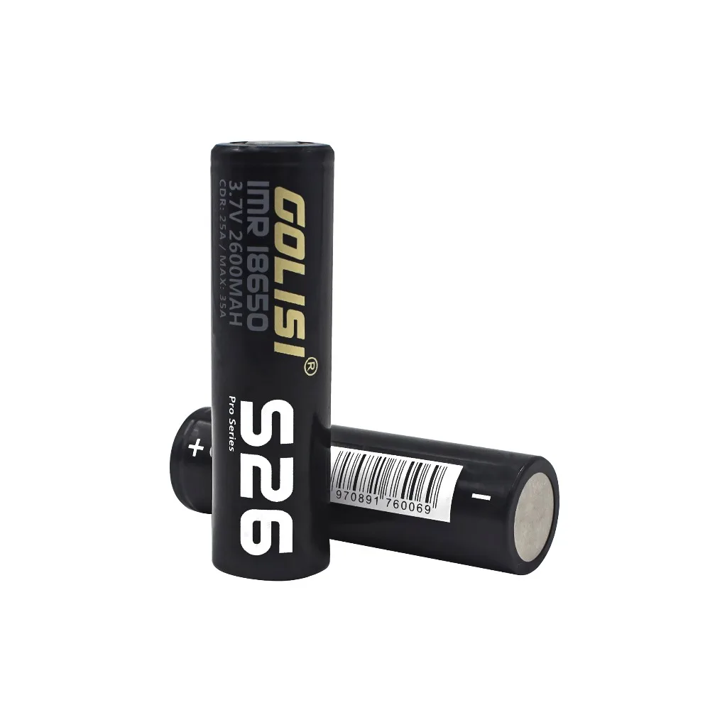 1 шт. GOLISI S26 IMR 18650 2600 мАч 3 7 В CDR 25A MAX 35A Высокая сливная E-CIG аккумуляторная батарея