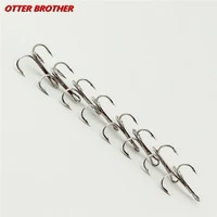 30pcs high carbon steel treble fishing hooks 4681012 barbed triple artificial lure fishhooks hard lure round bent tackle
