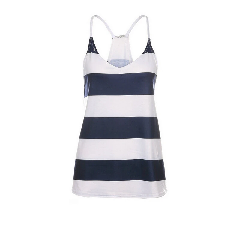 Женский Повседневный жилет Camis топ в синюю полоску майка без рукавов с v образным