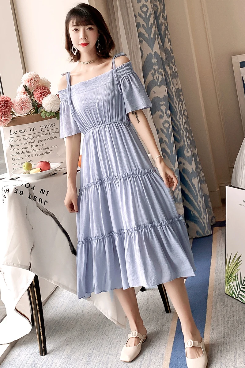 Однотонное летнее Плиссированное Платье для отдыха 2020 беременных шифоновое