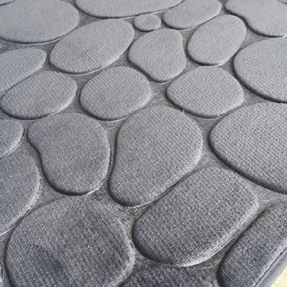 New 3D Stone Memory Foam 2pcs Bath Mats Set Anti-slip Floor Bathroom Toilet Rugs Absorbent Matrresses |