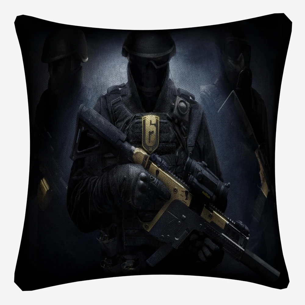 Декоративная льняная наволочка Rainbow Six Siege Tom Clancy для дивана 45x45 см чехол подушки