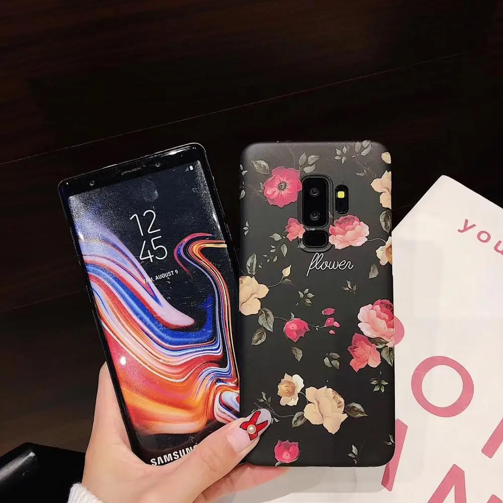 S9PLUS корейский жесткий чехол для телефона с цветочным рисунком уникальная