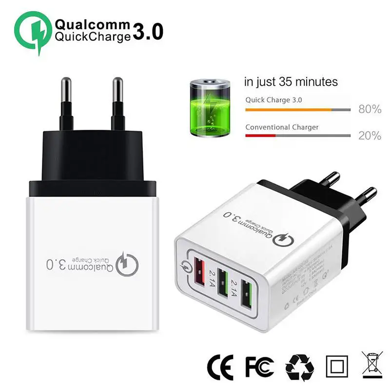 30 Вт QC 3 0 быстрое зарядное устройство с портами usb-хаб адаптер для настенного
