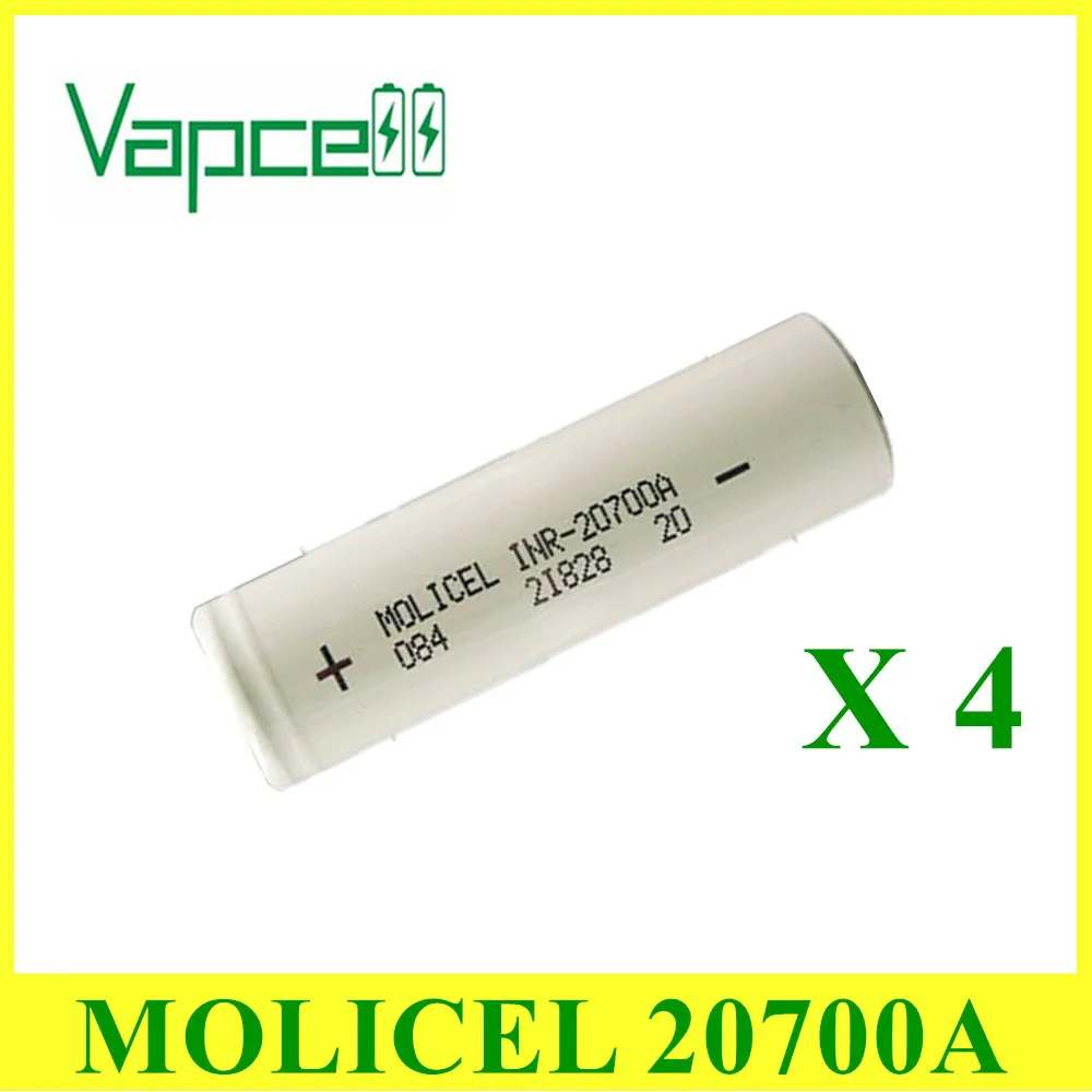 4 шт. оригинальные перезаряжаемые литий-ионные батарейки MOLICEL INR 20700 3 7 в 3000 мАч 30 А |