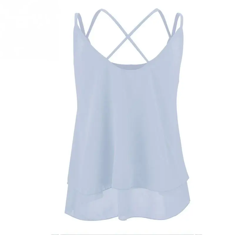 2019 летние женские без рукавов свободные шифоновые футболки майка для девушек