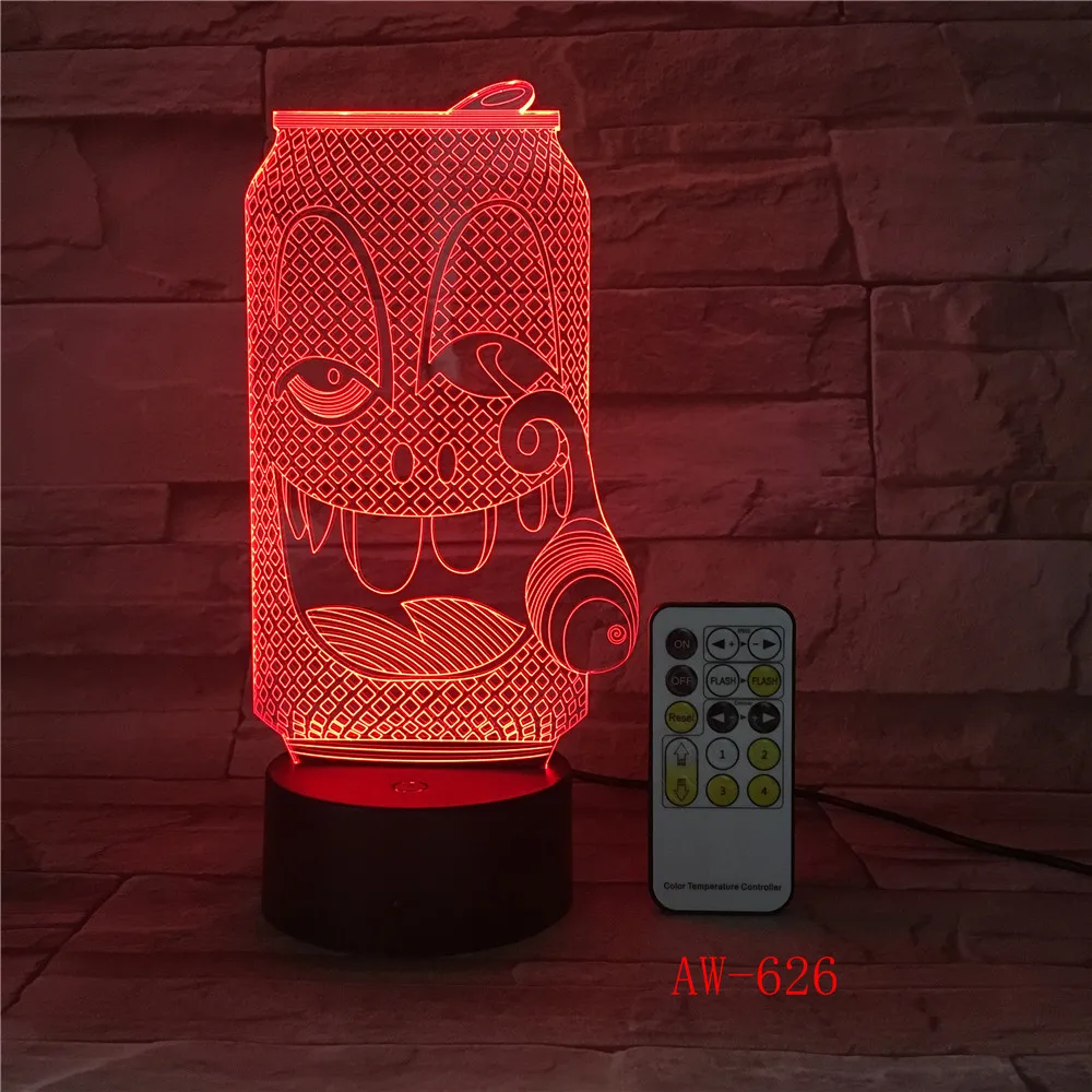Акриловый цветной USB-ночник с рисунком Кока-дыма мультяшный ночник для спальни