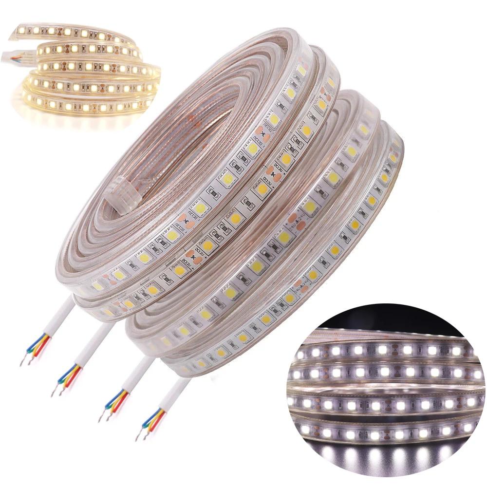 

LED Strip Light 24V 12V IP67 Waterproof 5050 LED Rope Light Tape Use 220V 110V to 12V 24V Power Adapter Warm White 1m 5m 10m 20m