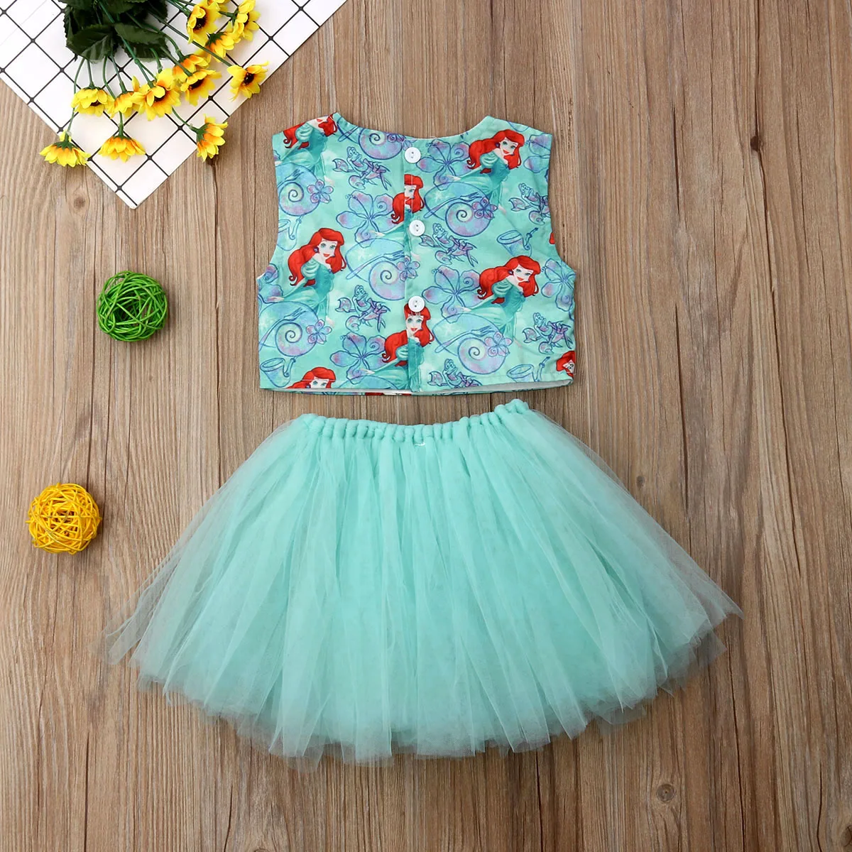 Toddler Infant Kids Baby Girl Mermaid Vest Tops Mesh Ball Gown Dress Outfits Summer Sunsuit | Детская одежда и обувь - Фото №1