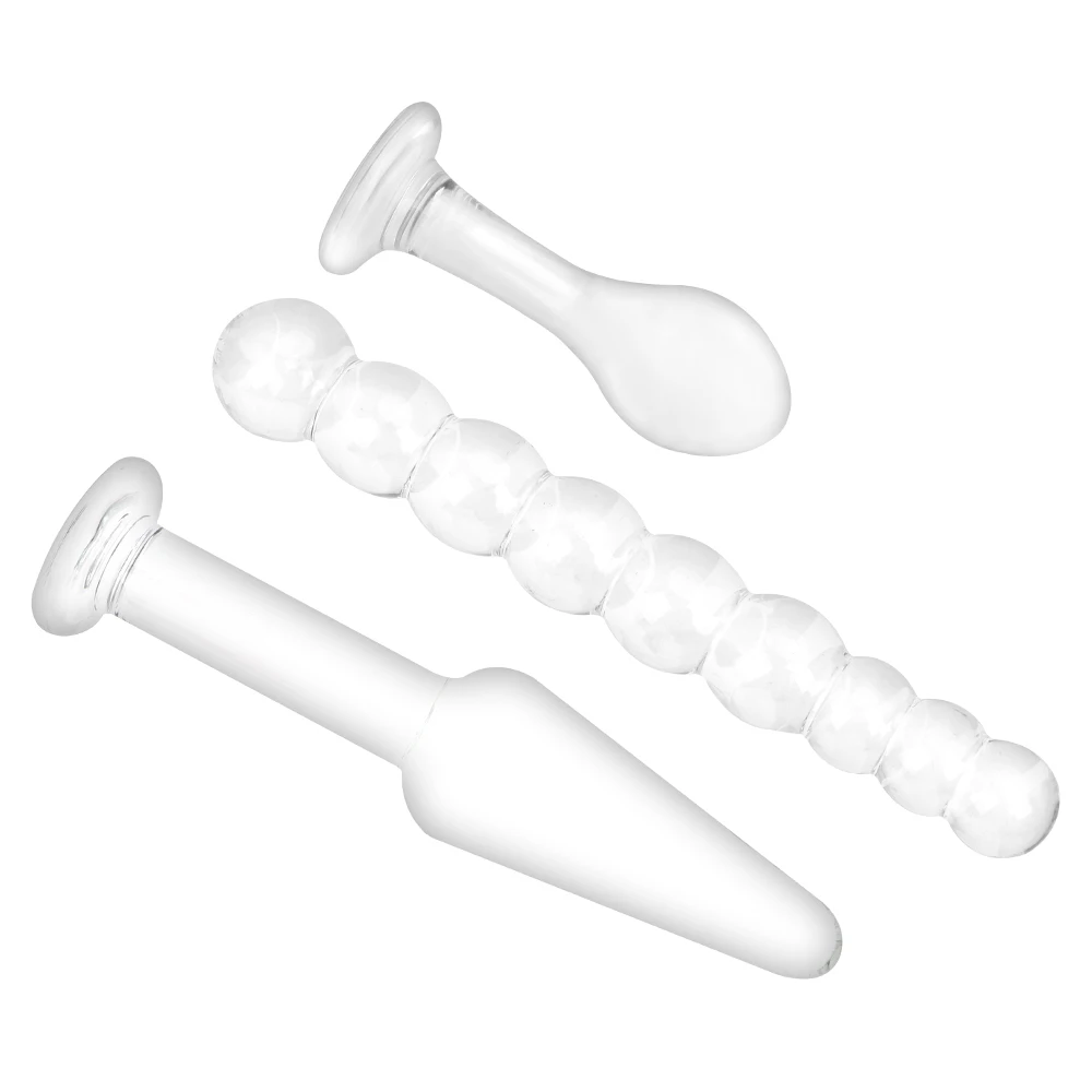 OLO 3Pcs/set Anal Plug Glass Crystal Bead Dildo G-spot Prostate Massager Butt Stimulation Sex Toys for Women Men | Красота и здоровье