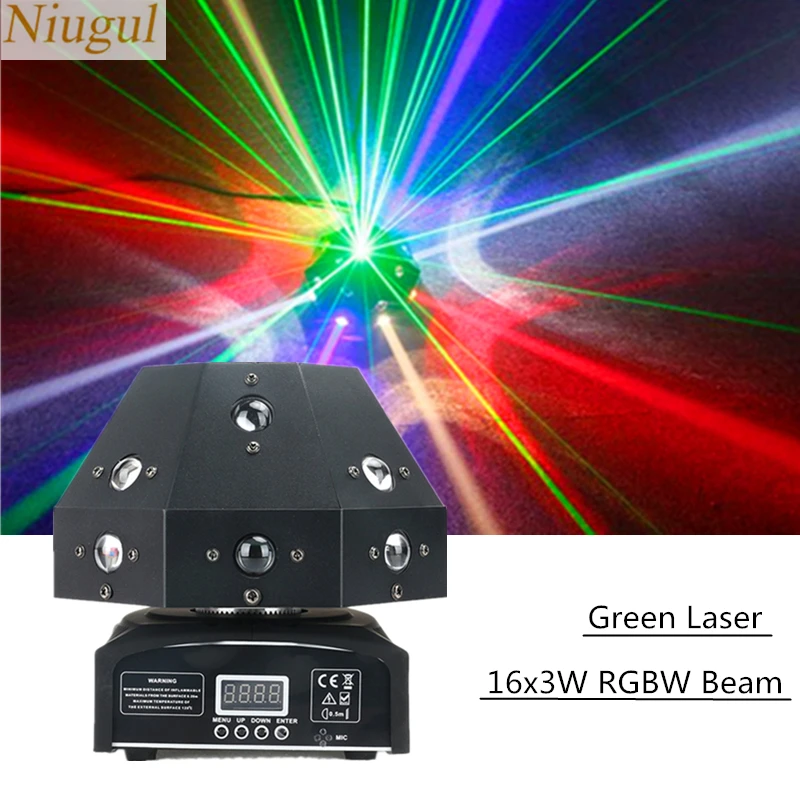 

16*3W RGBW LED Mushroom Light+Green Laser,LED Beam Effect Moving Head Lights,LED Beam Laser 2IN1 Mushroom Stage Effect Lighting