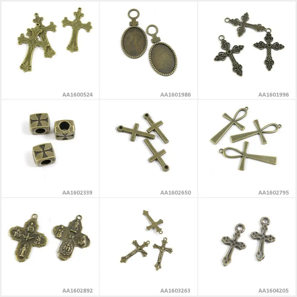 Античные бронзовые тона Подвески для изготовления украшений Латинский крест