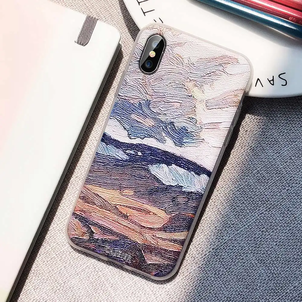 CASEIER чехол для телефона с рисунком &quotКартина маслом&quot iPhone X XS MAX XR Мягкий ТПУ 8 7 6S 5