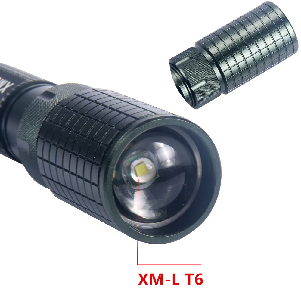 Powerful LED Flashlight Tactical 6000Lm XML T6 Torch light Zoomable Lanterna Waterproof 5 Modes 18650 Rechargeable battery | Освещение