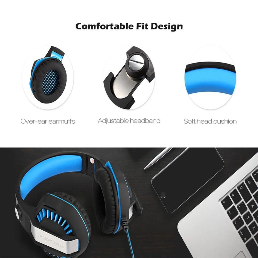 KOTION каждый G2000 игровая стереогарнитура 2 м кабель светодио дный свет Over-Ear Headphones