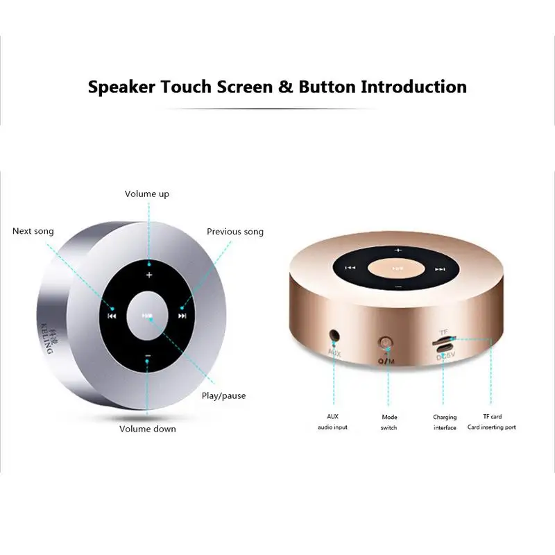Portable Wireless Bluetooth Speaker Outdoor Mini Audio Card-Inserted Touch Screen Subwoofer Metal HIFI Sound Effects Loudspeaker |