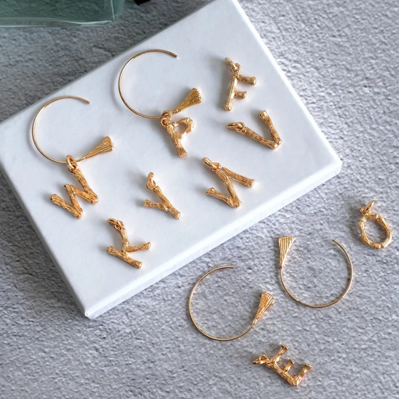 Popular 1Pair Alphabet Delicate English Vintage Earrings Fashion Jewelry Gifts Gold Women Metal 26 Letters A-Z | Украшения и