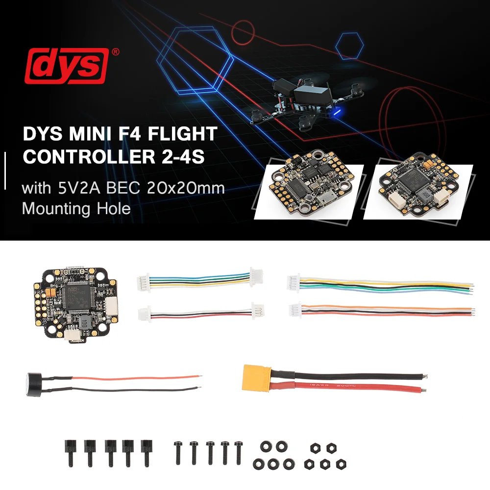 Контроллер полета DYS Mini F4 2 4s с 5V2A BEC измерителем тока OSD 20x20 мм монтажное отверстие