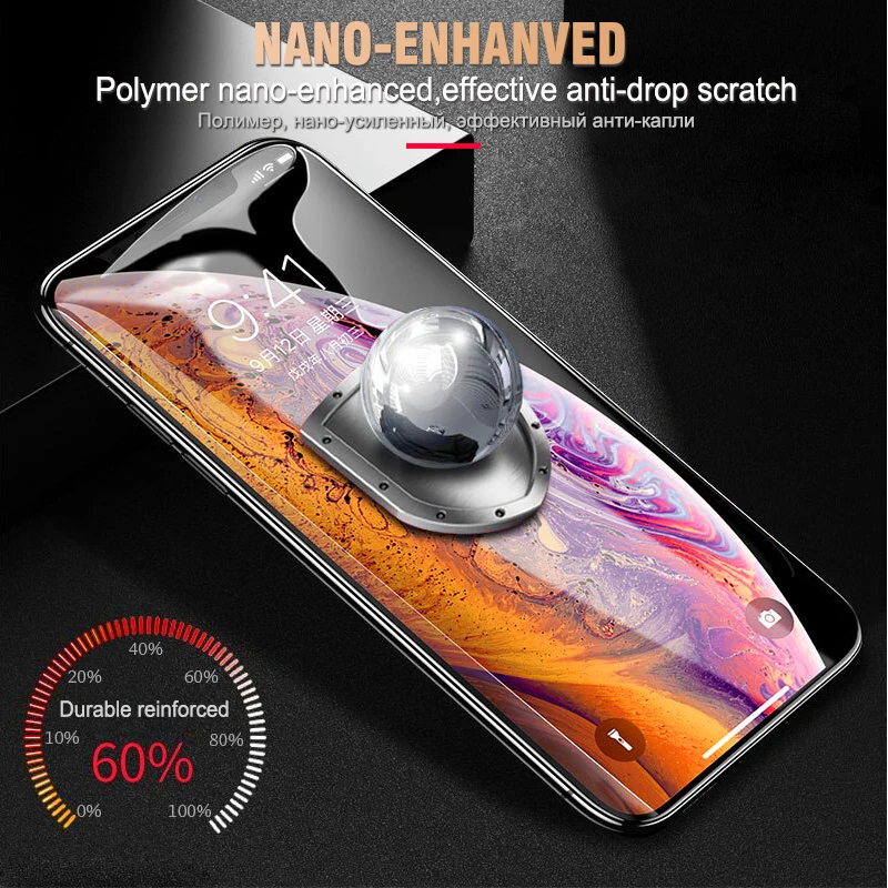 5D полное изогнутое закаленное стекло на iPhone XR XS Max защита экрана покрытие