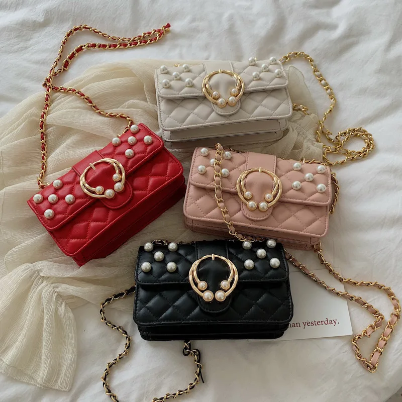 Female Crossbody Bags For Women 2019 High Quality PU Leather Luxury Handbags Designer Ladies Chains Pearl Shoulder Messenger Bag | Багаж и