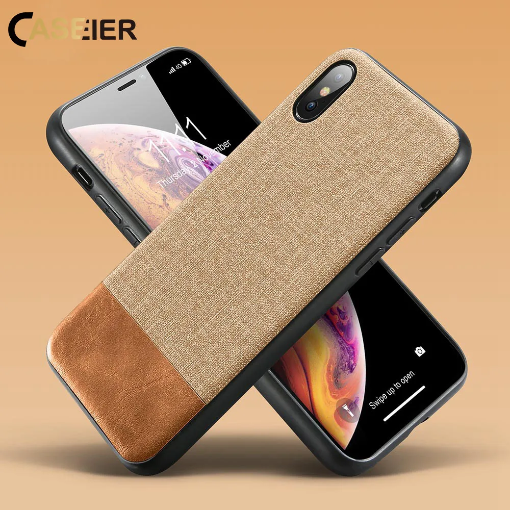 CASEIER винтажный тканевый чехол для iPhone X XS Max XR Кожаные чехлы с мягкими краями 7 8 6 6S