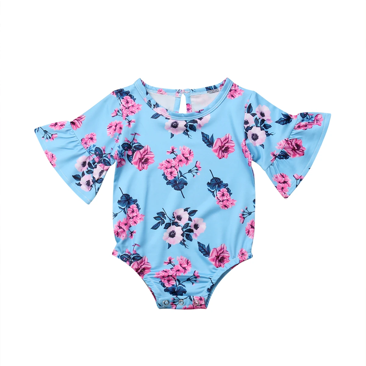 

Baby Flare Sleeve Floral Bodysuit Newborn Babies Boys Girls Flower Jumpsuit Bodysuits Outfits Clothes 0-24M