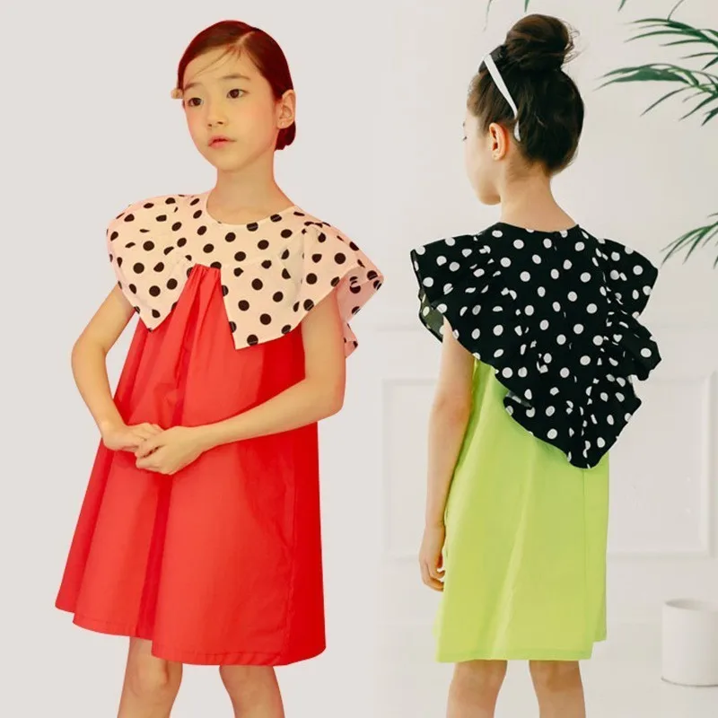 Big Girls Princess Dress 2019 Dot Ruffles Collar Patchwork Teen Kid Clothes Girl Dresses Summer Mother And Daughter Clothing | Детская