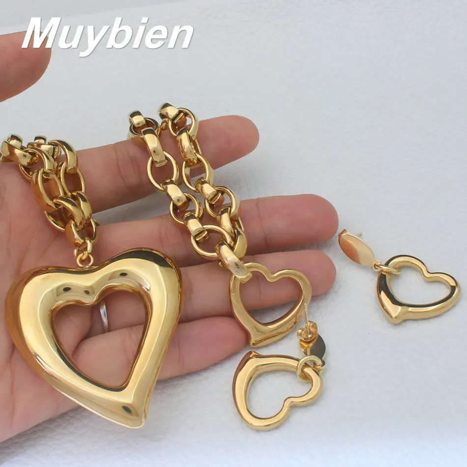 Newest Fashion Jewelry Stainless Steel Sets Heart Pendant Necklace Earrings For women &amp girls SFXJBDDC | Украшения и